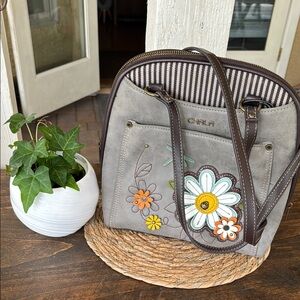 Chala Gray Floral Embroidered Women's Bag